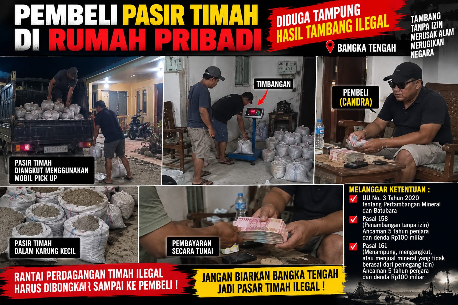 PASIR TIMAH MASUK KE LOKASI SANDRA DI KOBA, DIDUGA DARI TAMBANG DI LUAR IUP